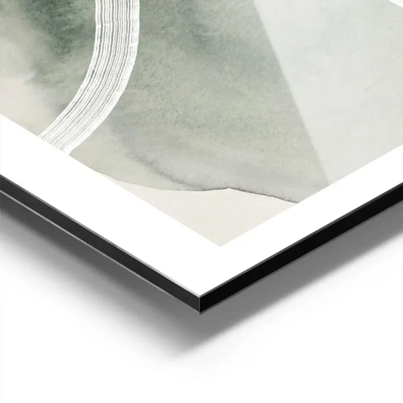 affiche daquarelle abstraite avec des formes vertes et beiges et des coups de pi aluminium.webp