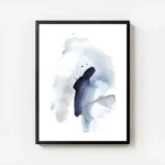 affiche daquarelle abstraite bleue avec des coups de pinceau et des taches de co avec cadre.webp