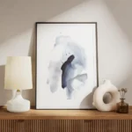 affiche daquarelle abstraite bleue avec des coups de pinceau et des taches de co meuble.webp
