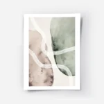 affiche daquarelle avec formes abstraites beiges et vertes coups de pinceau blan.webp