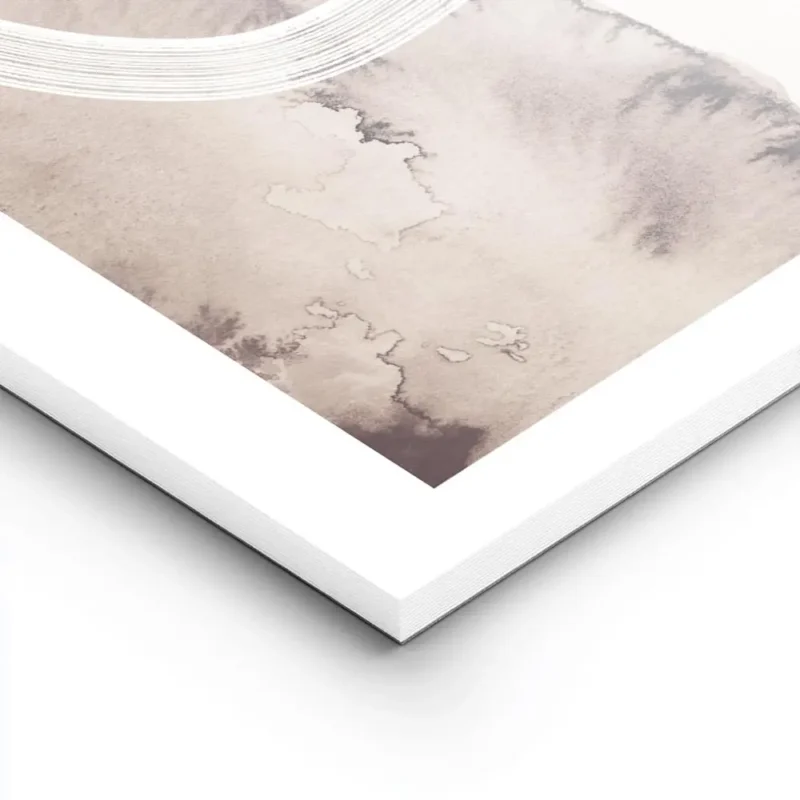 affiche daquarelle avec formes abstraites beiges et vertes coups de pinceau blan lightpanel.webp
