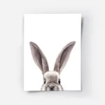 affiche daquarelle avec un lapin brun avec ses oreilles dressees et le haut de s.webp