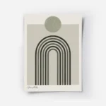 affiche darches minimalistes vertes sur fond beige avec un cercle gris typograph.webp