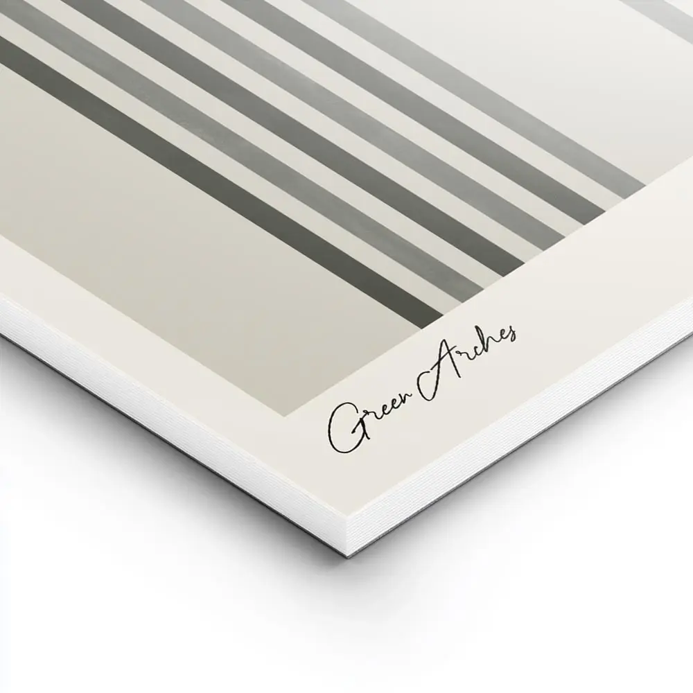 affiche darches minimalistes vertes sur fond beige avec un cercle gris typograph lightpanel.webp