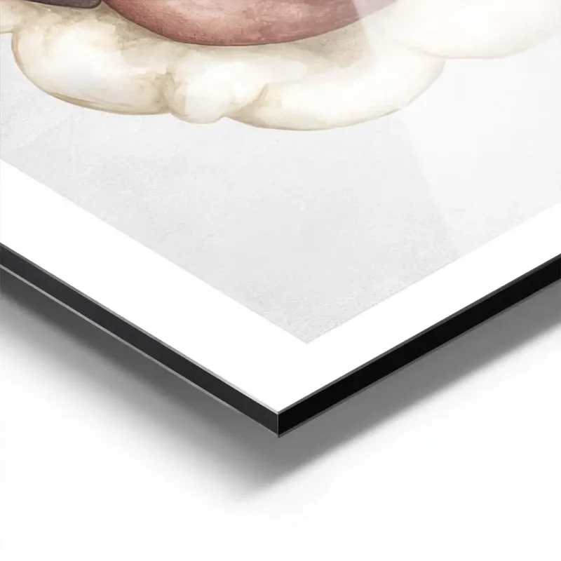 affiche dart a laquarelle avec un renard marron endormi sur un nuage etreignant aluminium.webp