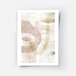 affiche dart abstrait aquarelle aerienne aux formes douces roses beiges et bleue.webp