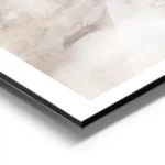 affiche dart abstrait aquarelle de plage aux tons beige marron et bleu clair aluminium.webp