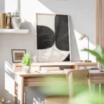 affiche dart abstrait audacieux noir et blanc avec des formes graphiques texture bureau.webp