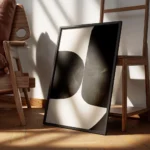 affiche dart abstrait audacieux noir et blanc avec des formes graphiques texture encadre.webp