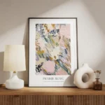 affiche dart abstrait aux couleurs pastel texture peinte epaisse tons de rose ve meuble.webp