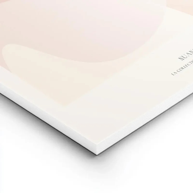 affiche dart abstrait aux formes fluides couleur peche et beige avec typographie lightpanel.webp