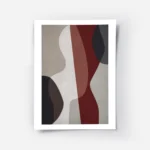 affiche dart abstrait aux formes graphiques audacieuses en rouge bleu blanc brun.webp