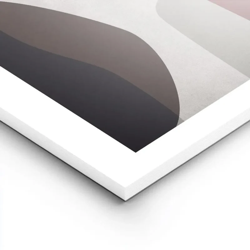 affiche dart abstrait aux formes graphiques audacieuses en rouge bleu blanc brun lightpanel.webp
