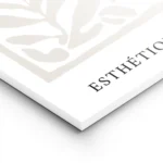 affiche dart abstrait aux formes organiques beiges sur fond blanc avec le texte lightpanel.webp