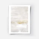 affiche dart abstrait aux tons beiges avec des touches dorees evoquant un paysag.webp