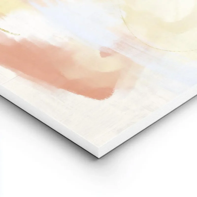 affiche dart abstrait aux traits jaune orange et bleu clair avec des gribouillis lightpanel.webp