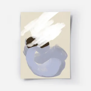 affiche dart abstrait avec des champs de couleur brosses en blanc bleu et marron.webp