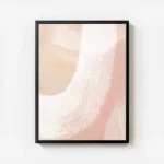 affiche dart abstrait avec des coups de pinceau blancs sur un fond peche effet d avec cadre.webp