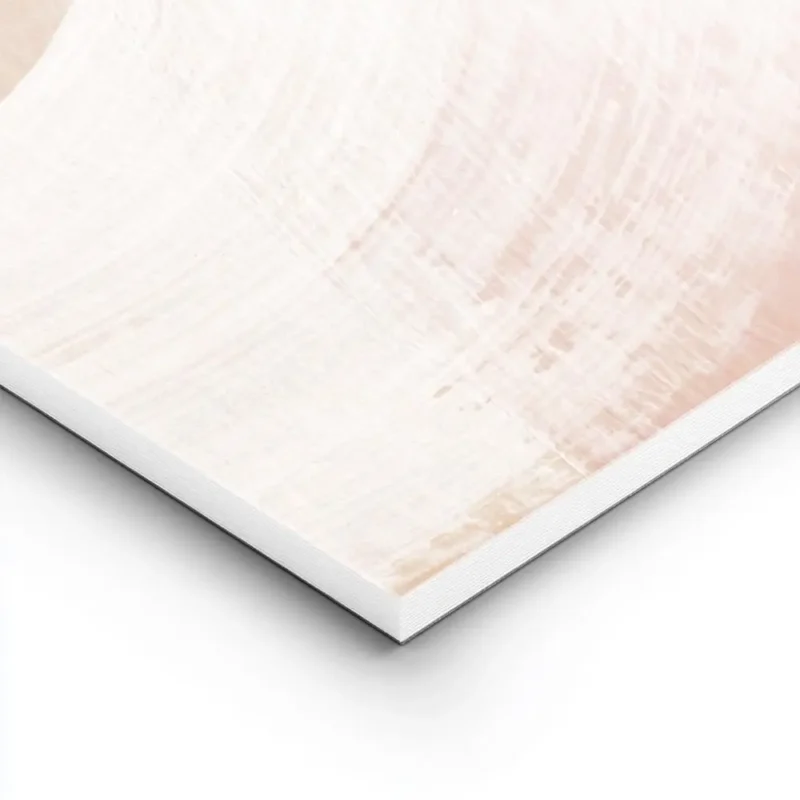 affiche dart abstrait avec des coups de pinceau blancs sur un fond peche effet d lightpanel.webp