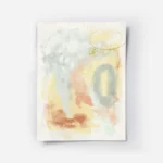 affiche dart abstrait avec des formes et des traits en jaune orange et turquoise.webp