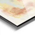 affiche dart abstrait avec des formes et des traits en jaune orange et turquoise aluminium.webp