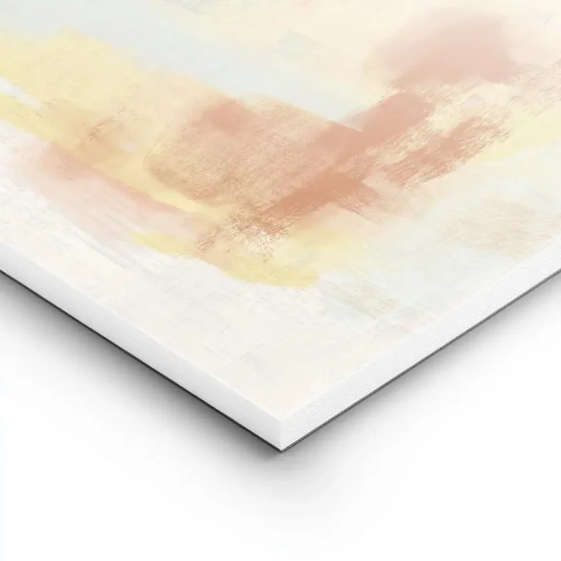 affiche dart abstrait avec des formes et des traits en jaune orange et turquoise lightpanel.webp