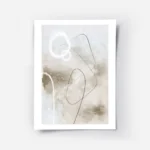affiche dart abstrait avec des formes et lignes noires et blanches sur fond gris.webp