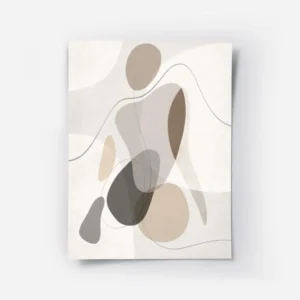 affiche dart abstrait avec des formes organiques aux couleurs neutres et terreus.webp