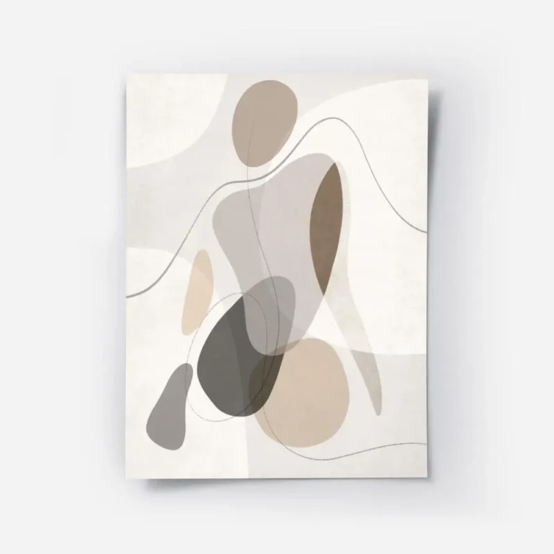 affiche dart abstrait avec des formes organiques aux couleurs neutres et terreus.webp
