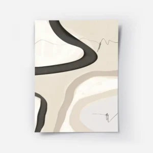 affiche dart abstrait avec des formes texturees noires beiges et blanches et des.webp