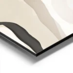 affiche dart abstrait avec des formes texturees noires beiges et blanches et des aluminium.webp