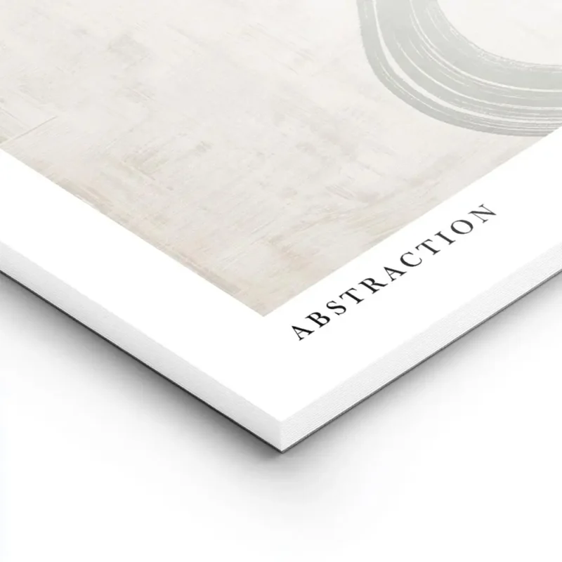 affiche dart abstrait avec des volutes vertes sur fond beige texture et le texte lightpanel.webp