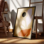 affiche dart abstrait avec formes organiques violettes beiges noires et brunes s encadre.webp