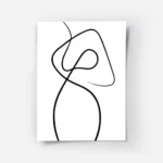 affiche dart abstrait avec une ligne noire continue et fluide sur fond blanc evo.webp