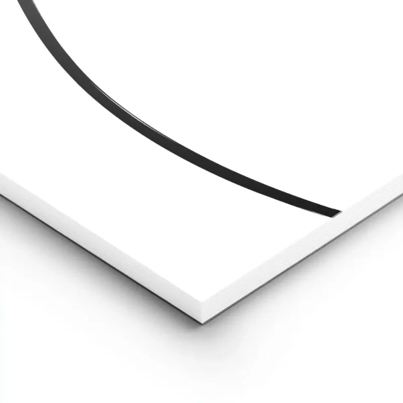 affiche dart abstrait avec une ligne noire continue et fluide sur fond blanc evo lightpanel.webp