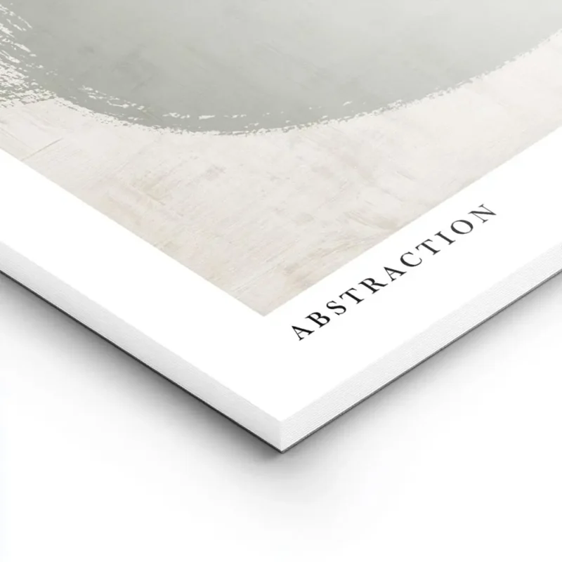 affiche dart abstrait avec une volute verte peinte sur un fond beige texture et lightpanel.webp