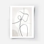 affiche dart abstrait beige et blanc avec des lignes noires et des formes organi.webp