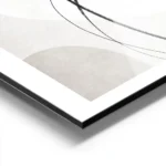 affiche dart abstrait beige et blanc avec des lignes noires et des formes organi aluminium.webp