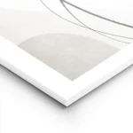 affiche dart abstrait beige et blanc avec des lignes noires et des formes organi lightpanel.webp