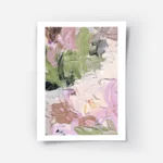 affiche dart abstrait colore avec des coups de pinceau epais en vert et rose.webp