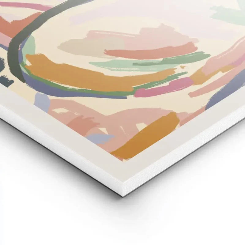 affiche dart abstrait colore dune femme assise au bord de la riviere avec des tr lightpanel.webp