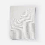 affiche dart abstrait contemporain avec deux arcs en relief de couleur gris beig.webp