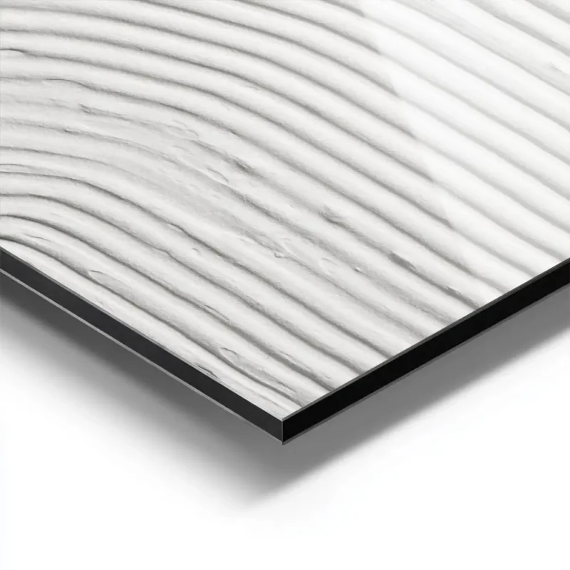 affiche dart abstrait contemporain avec deux arcs en relief de couleur gris beig aluminium.webp
