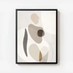 affiche dart abstrait contemporain representant une forme humaine avec des forme avec cadre.webp