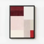 affiche dart abstrait de blocs de couleur rouge rose et beige avec une typograph avec cadre.webp