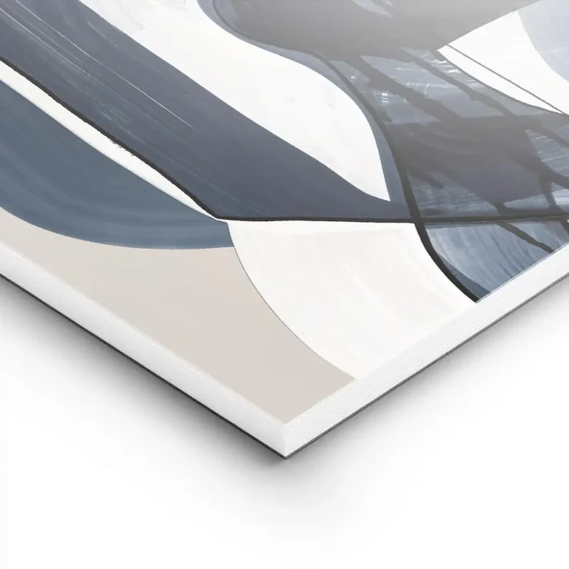 affiche dart abstrait de femme en bleu et blanc avec des contours noirs sur fond lightpanel.webp