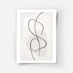 affiche dart abstrait de line art noir corps humain stylise formes rondes grises.webp