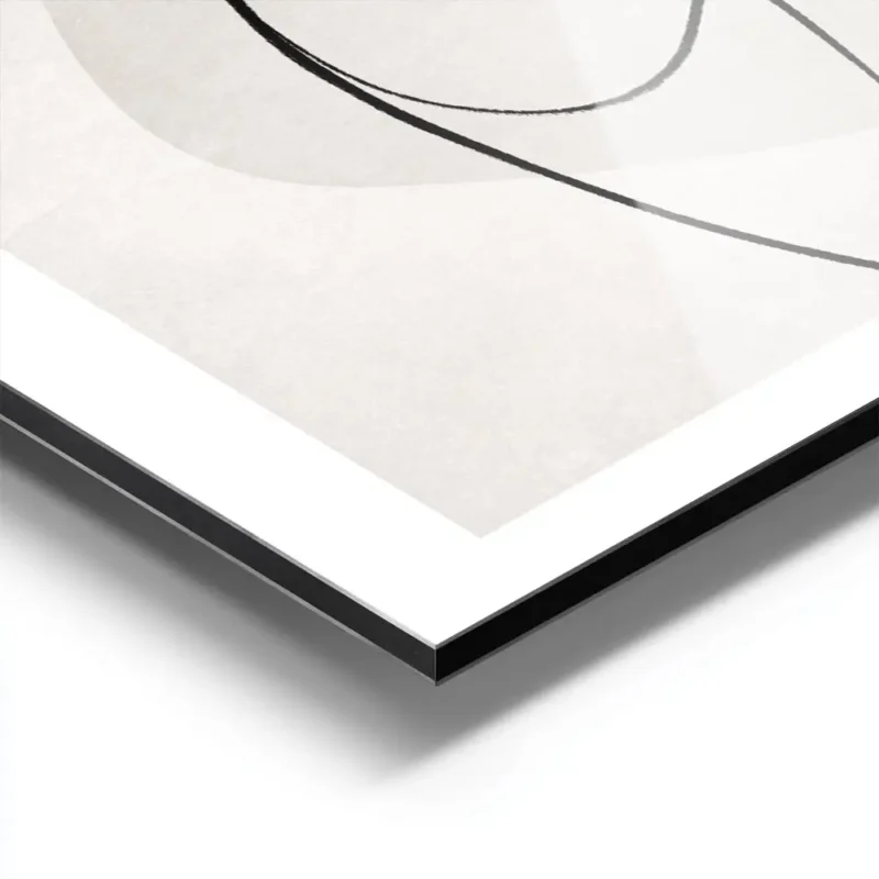 affiche dart abstrait de line art noir corps humain stylise formes rondes grises aluminium.webp