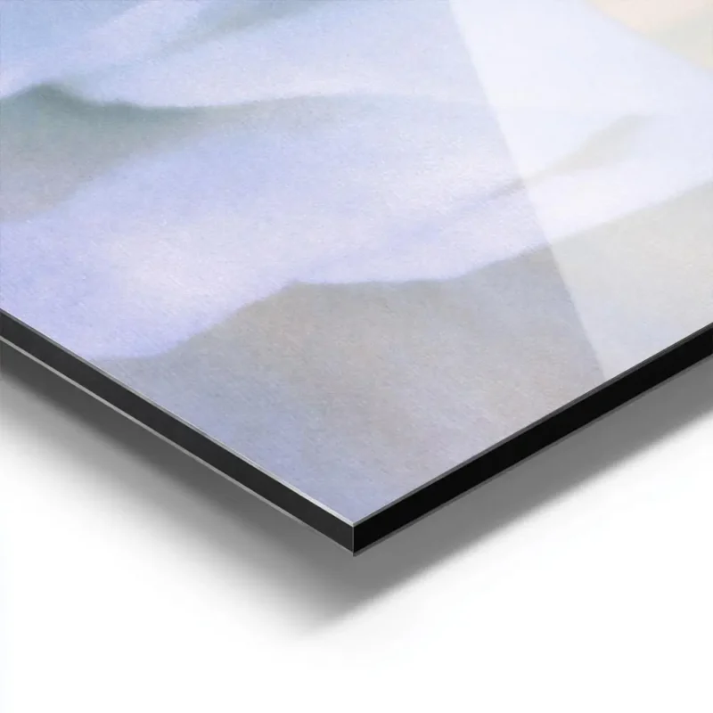 affiche dart abstrait de tissu drape doux bleute et peche avec des textures ondu aluminium.webp