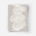 affiche dart abstrait design organique formes lineaires blanches sur fond beige.webp